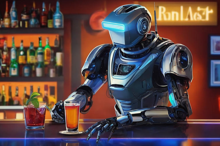 the-robot-sits-at-the-bar-and-drinks-841797